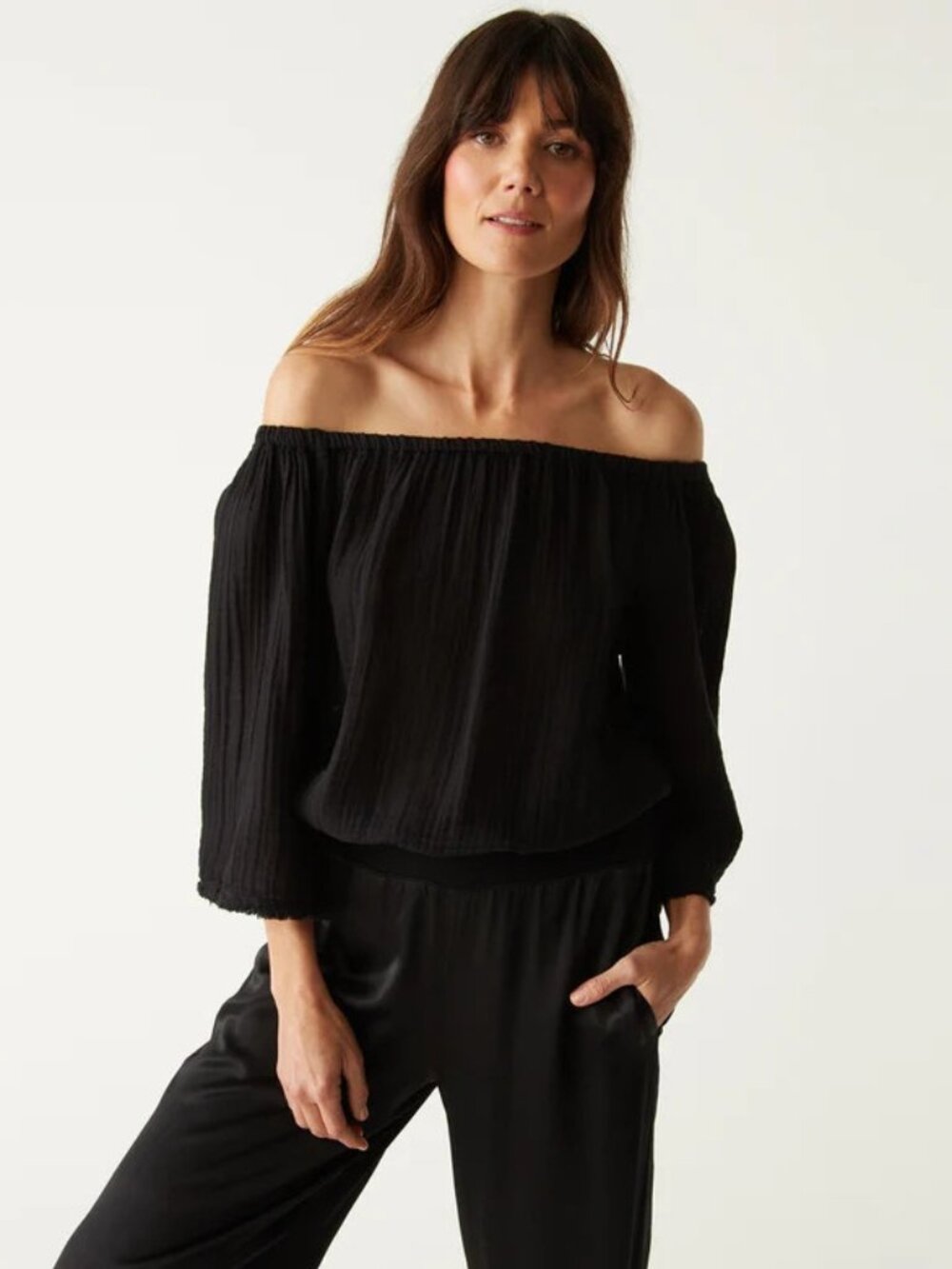 $98 Michael Stars Black Isabel Convertible Gauze Top, XS